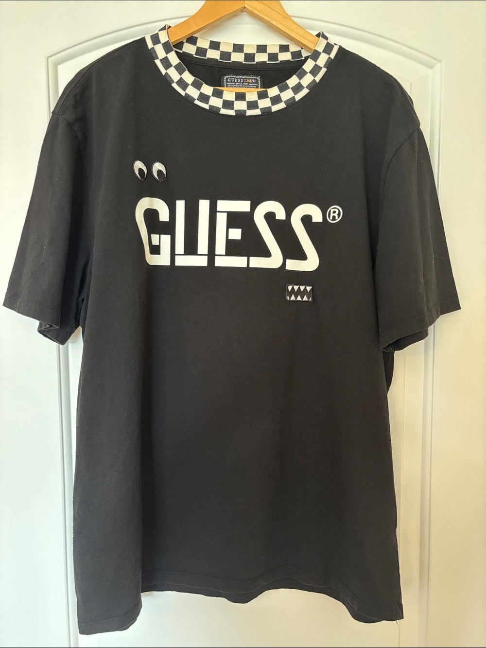 GUESS x J Balvin Oversized Checkered Logo Tee Black Men’s L EUC